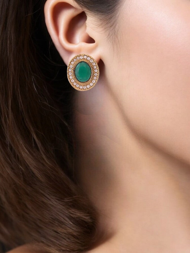 Green Oval Studs