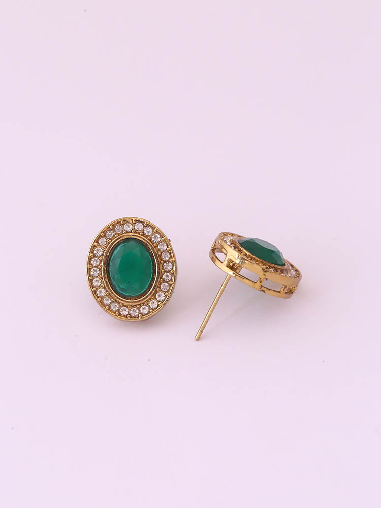 Green Oval Studs