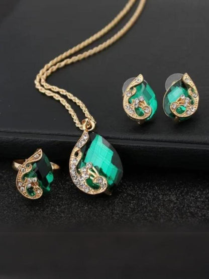 Green Peacock Pendant Set