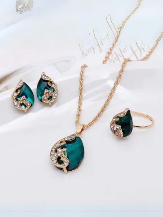 Green Peacock Pendant Set