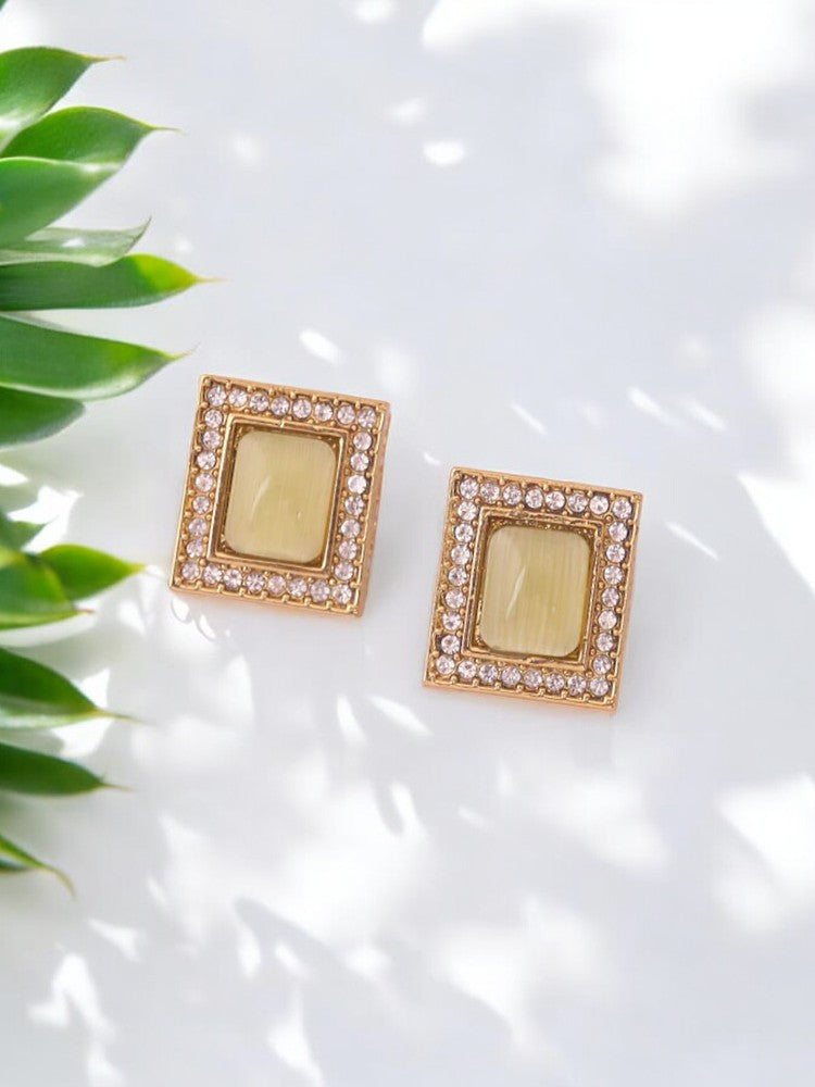 Green Rectangle Studs