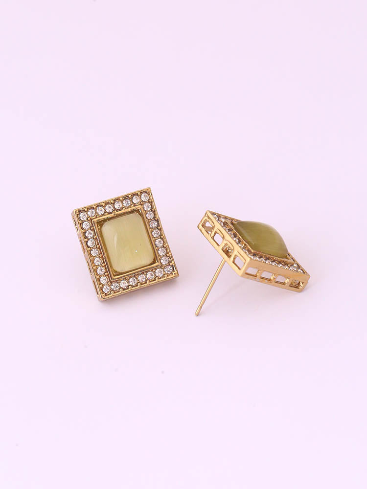 Green Rectangle Studs