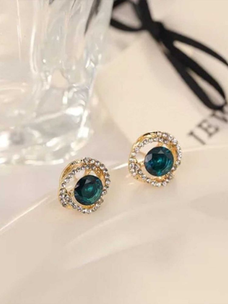 Green Rhinestone Studs