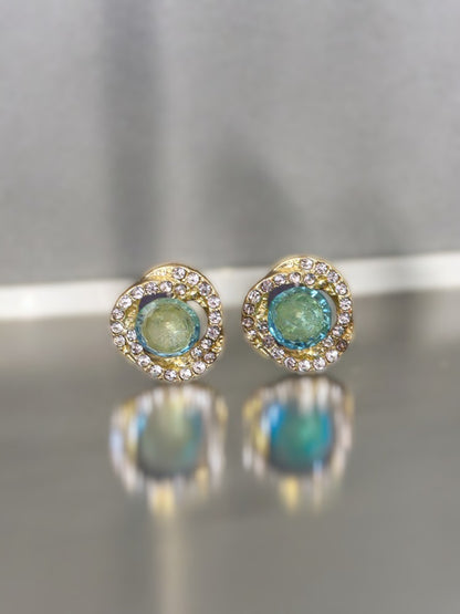 Green Rhinestone Studs