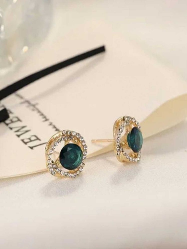 Green Rhinestone Studs