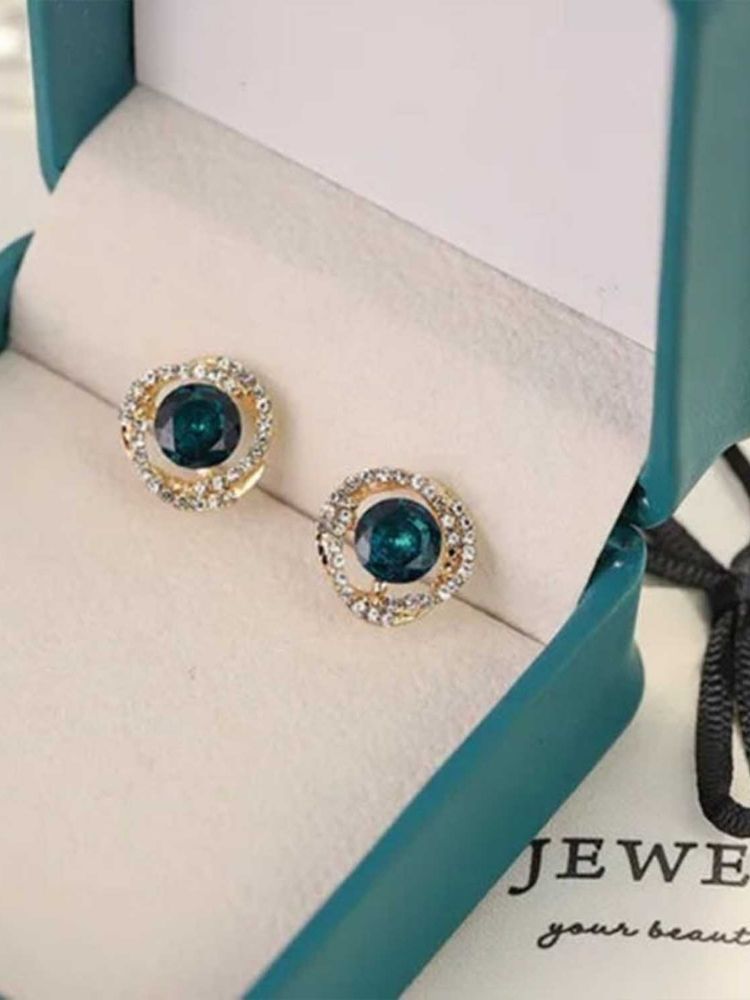 Green Rhinestone Studs