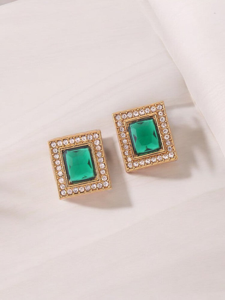 Green Rectangle Studs