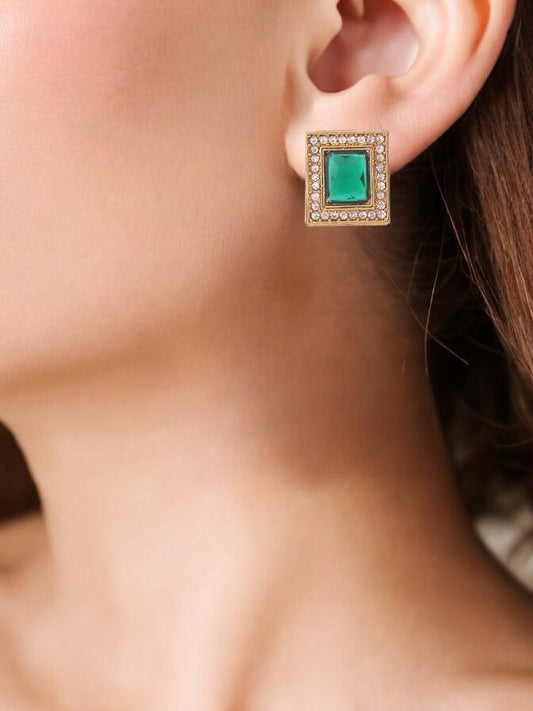 Green Rectangle Studs