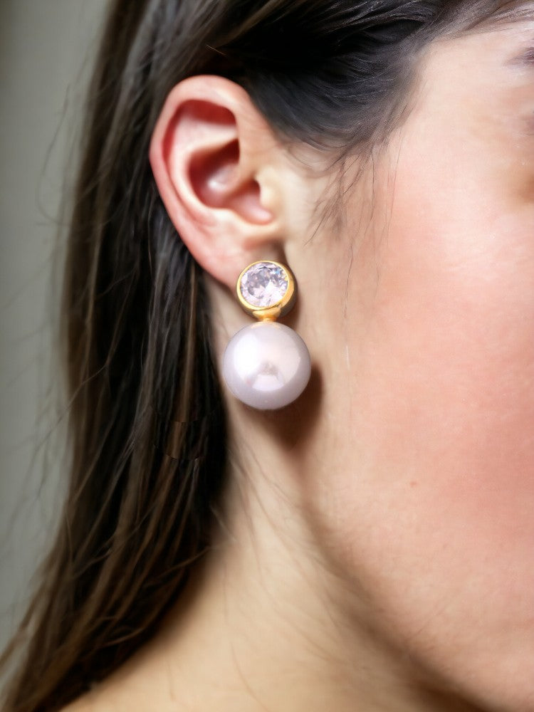 White Pearls Drop Studs