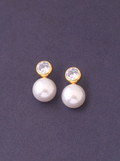 White Pearls Drop Studs