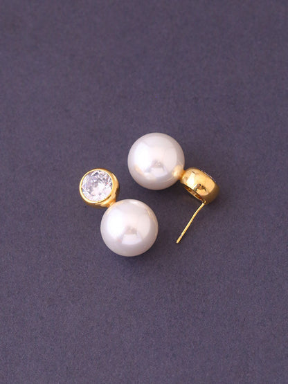 White Pearls Drop Studs