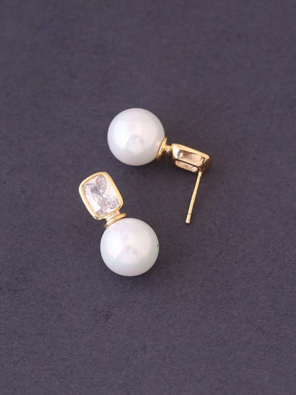 White Square Cubic Studs