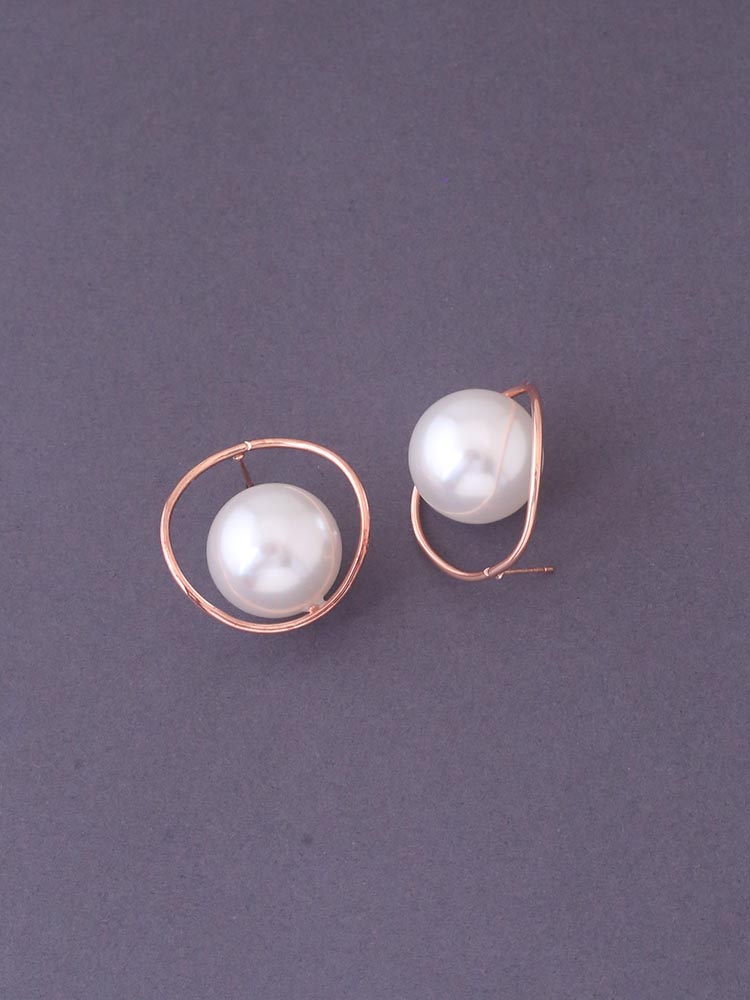 Rose Gold Pearl Studs