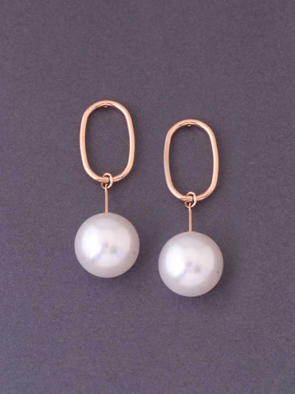 White Oval Pearls Danglers