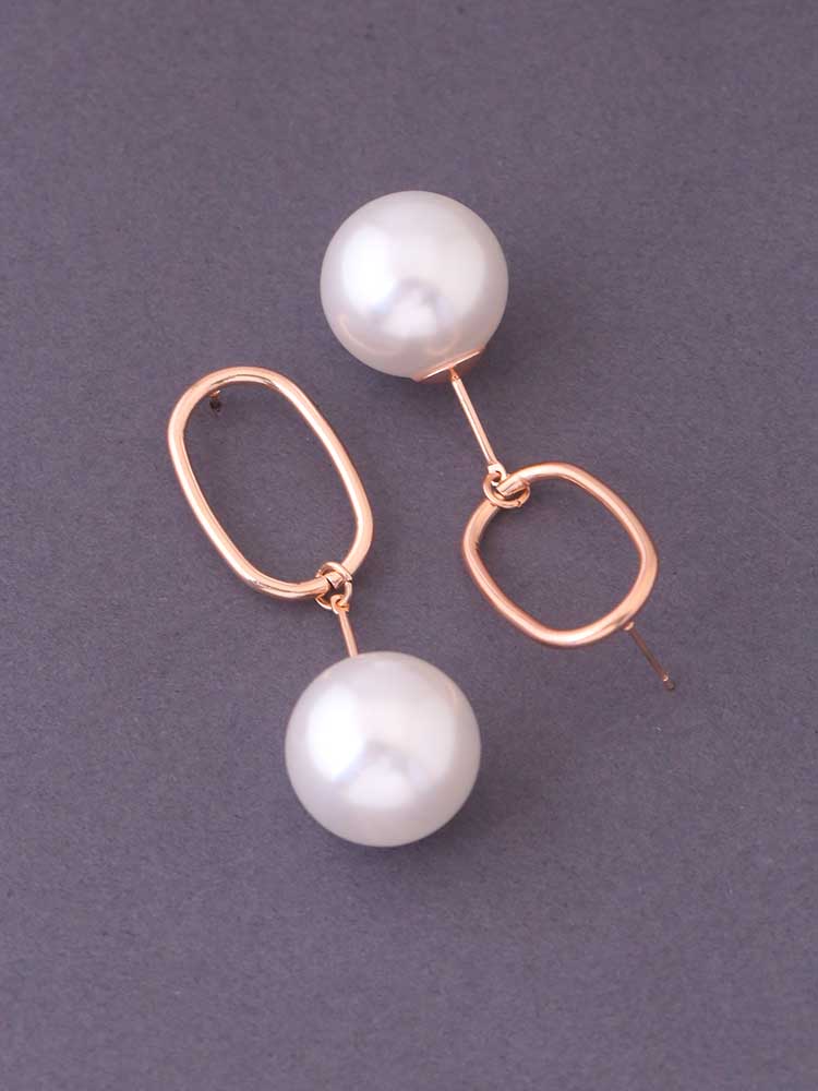 White Oval Pearls Danglers