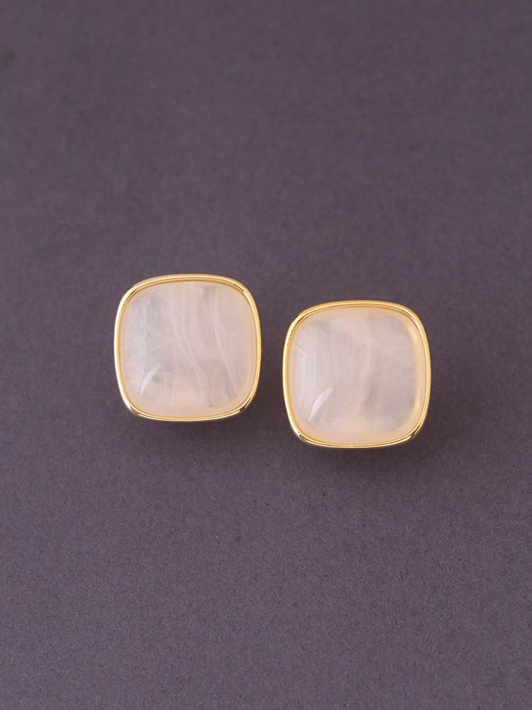 White Square Studs