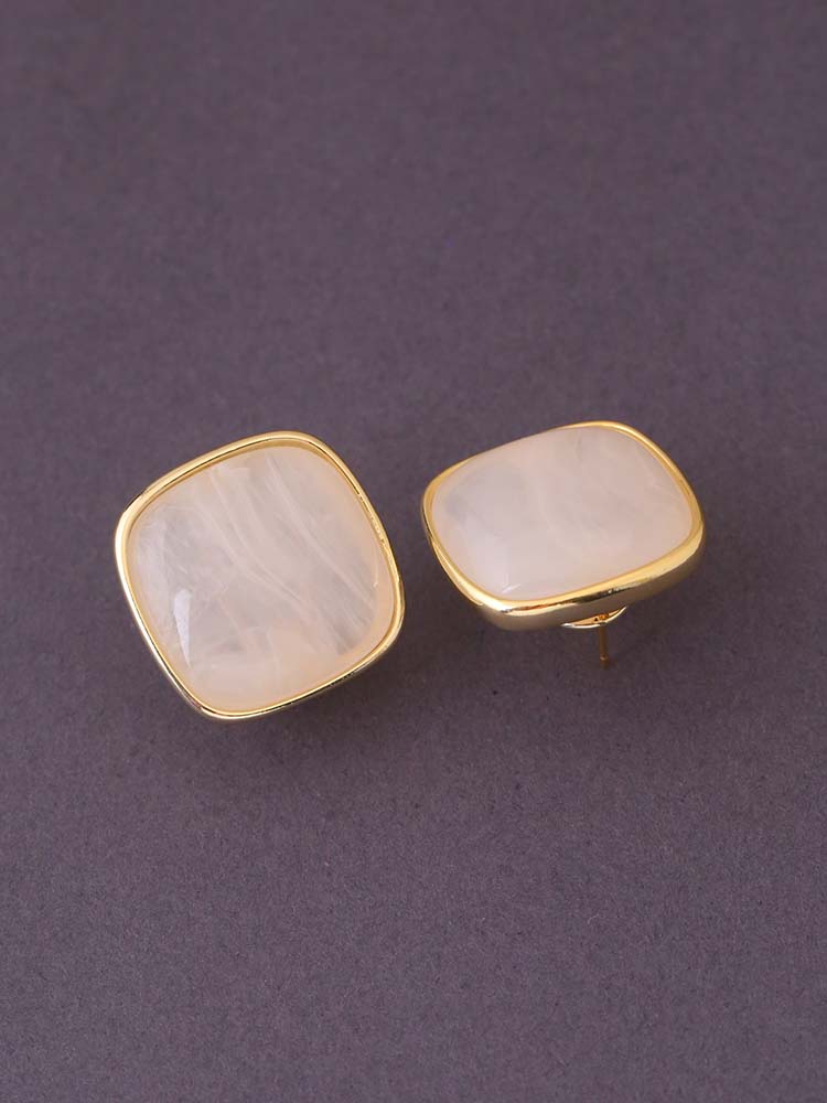 White Square Studs