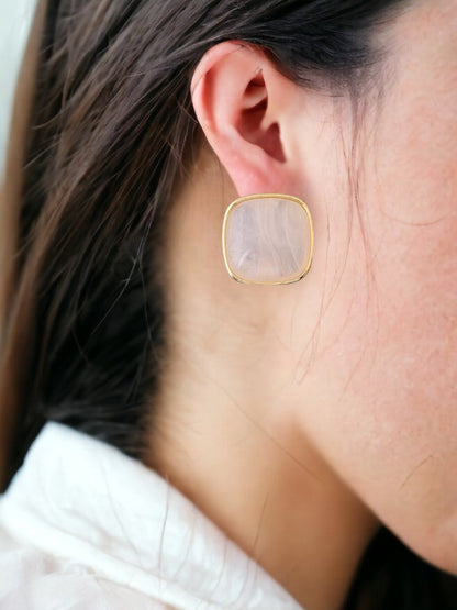 White Square Studs