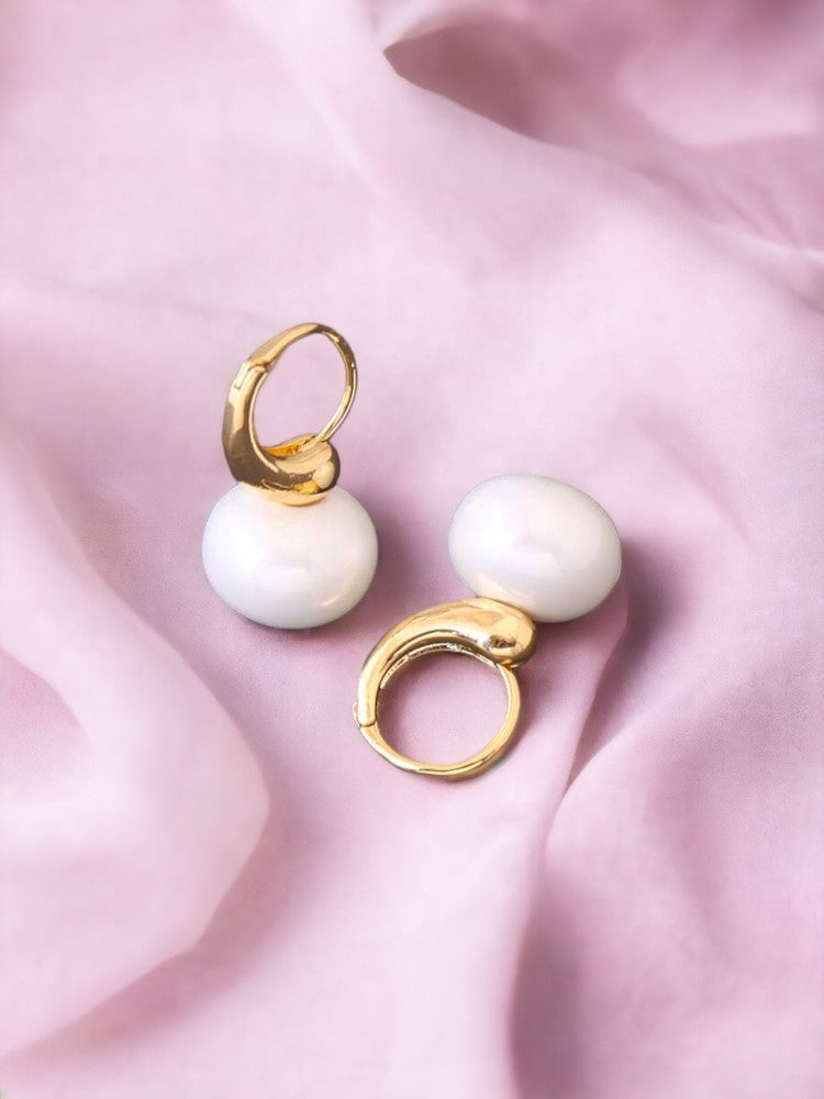 White Cuff Pearls Hoops