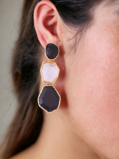 Black Geometric Danglers