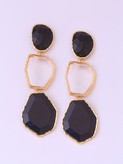 Black Geometric Danglers