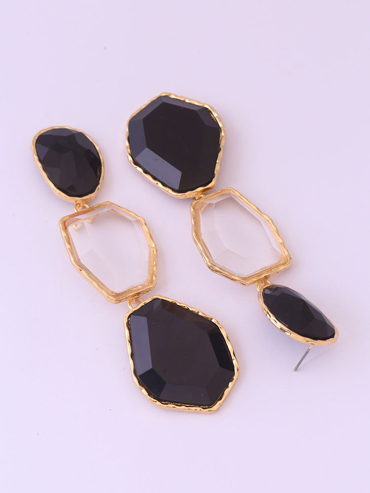 Black Geometric Danglers