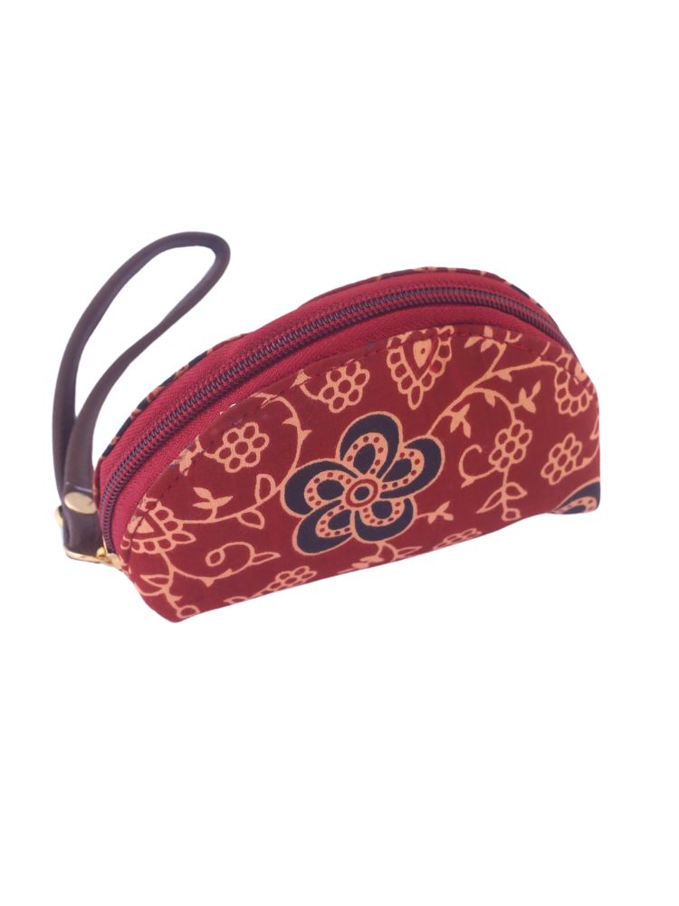 Red Printed Fabric Purse