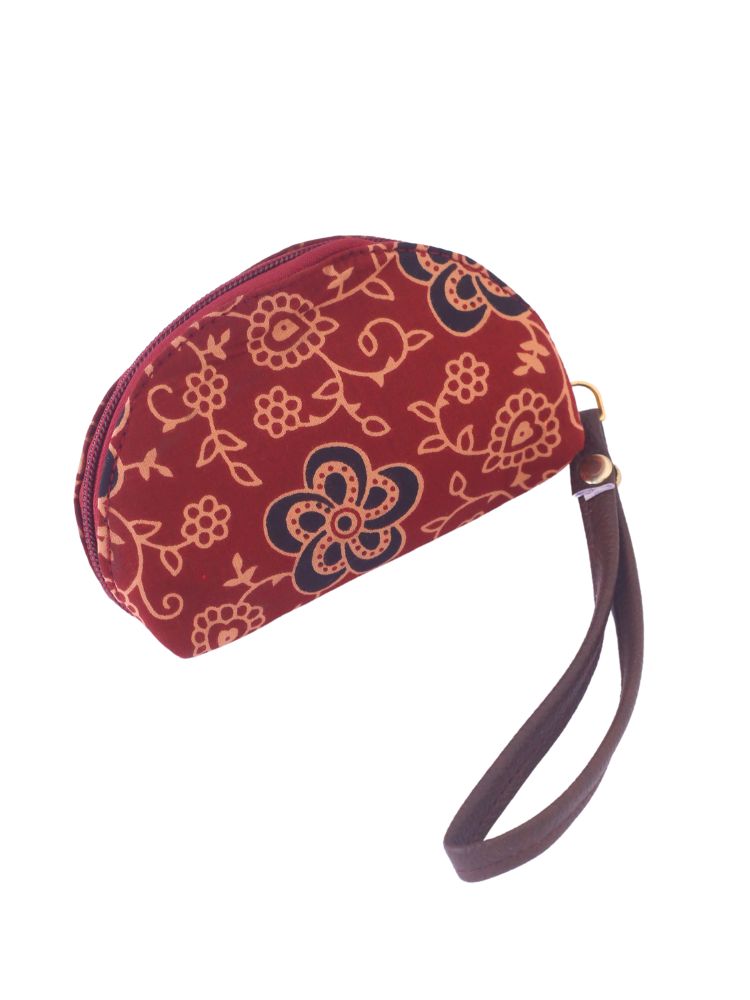 Red Printed Fabric Purse