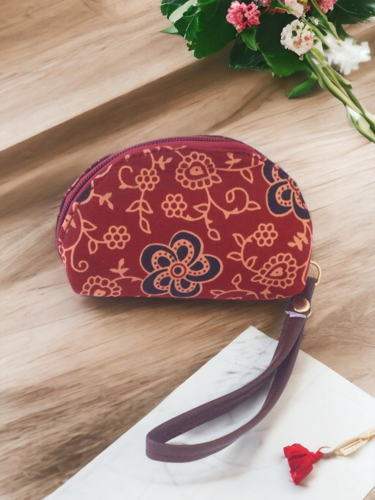 Red Printed Fabric Purse