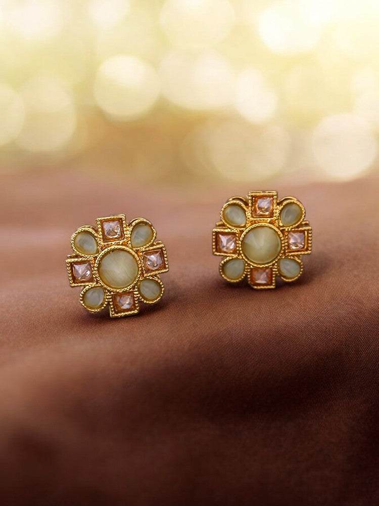 Green Flower Studs