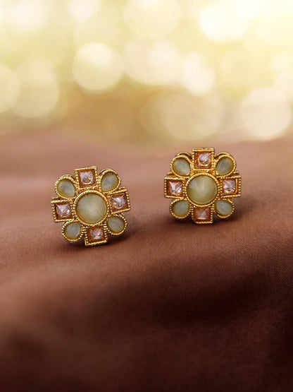 Green Flower Studs