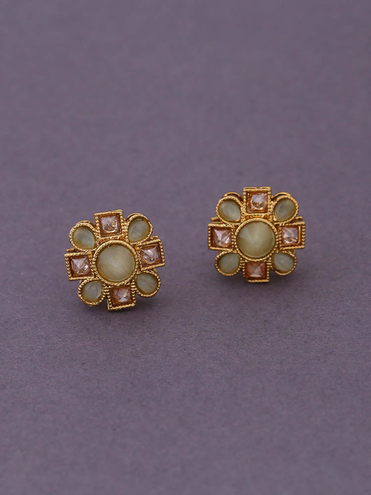 Green Flower Studs