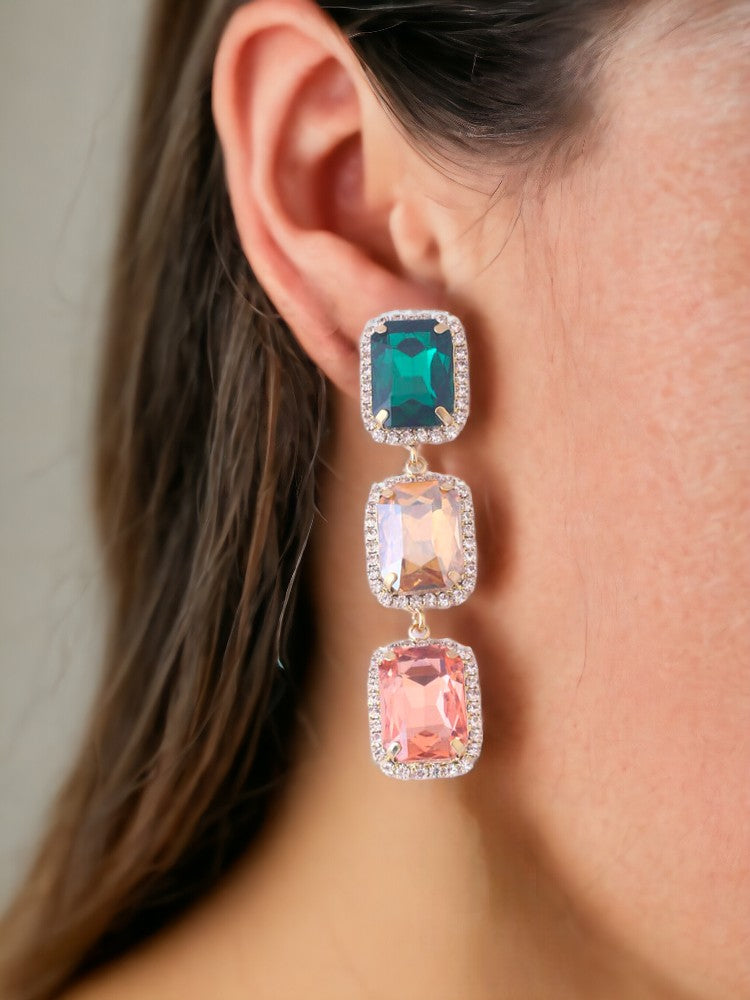 Multicolor Triple Square Danglers