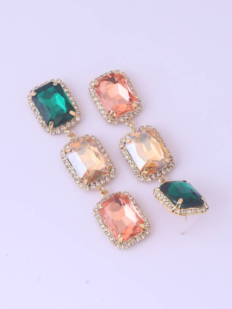 Multicolor Triple Square Danglers