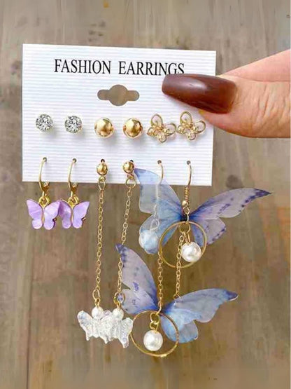 Multicolor Butterfly Earrings - Combo of 6