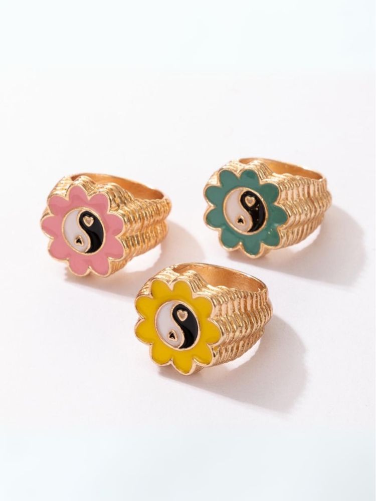 Multicolor Flower Combo Ring