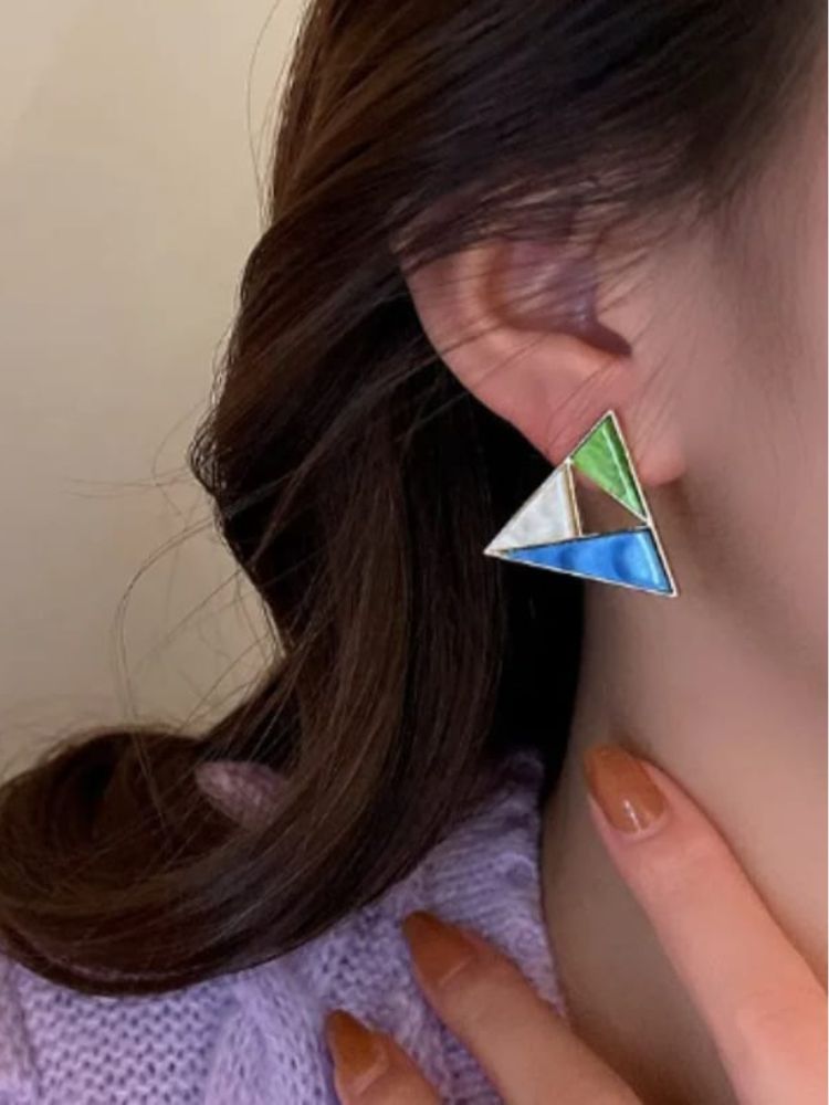 Multicolor Triangle Studs