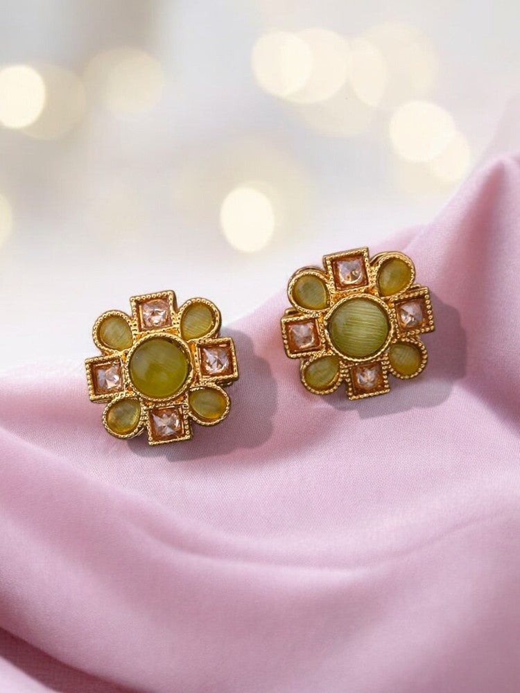 Green Flower Studs