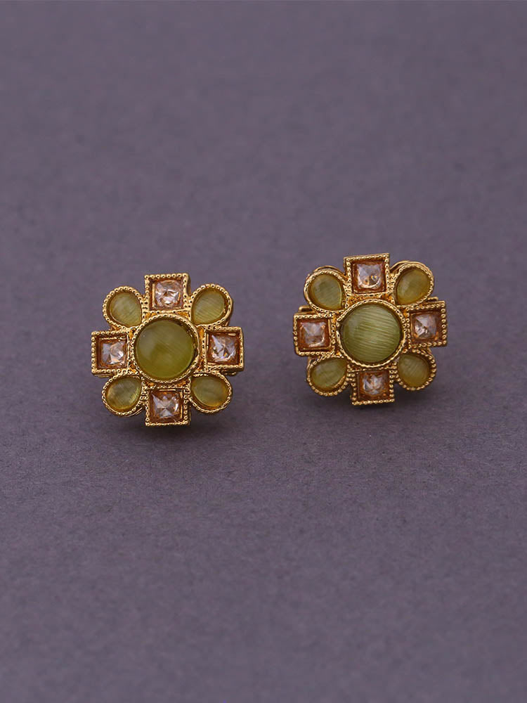 Green Flower Studs