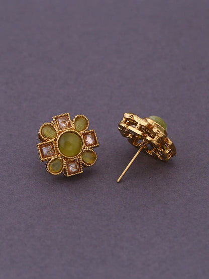 Green Flower Studs