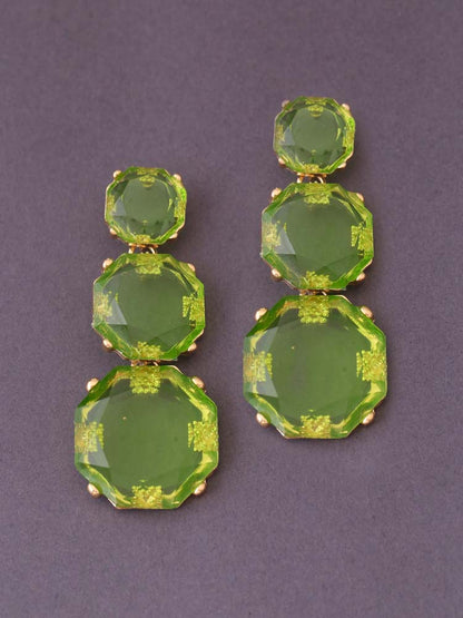 Green Layered Round Danglers