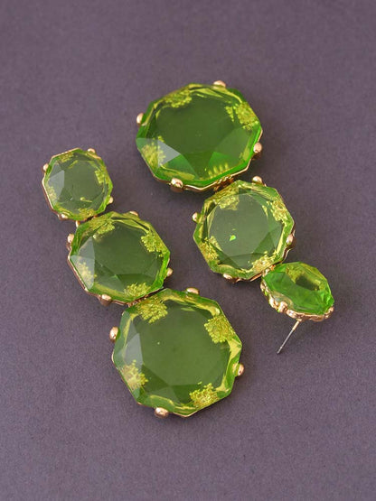 Green Layered Round Danglers