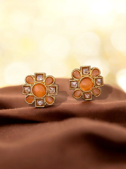 Orange Flower Studs