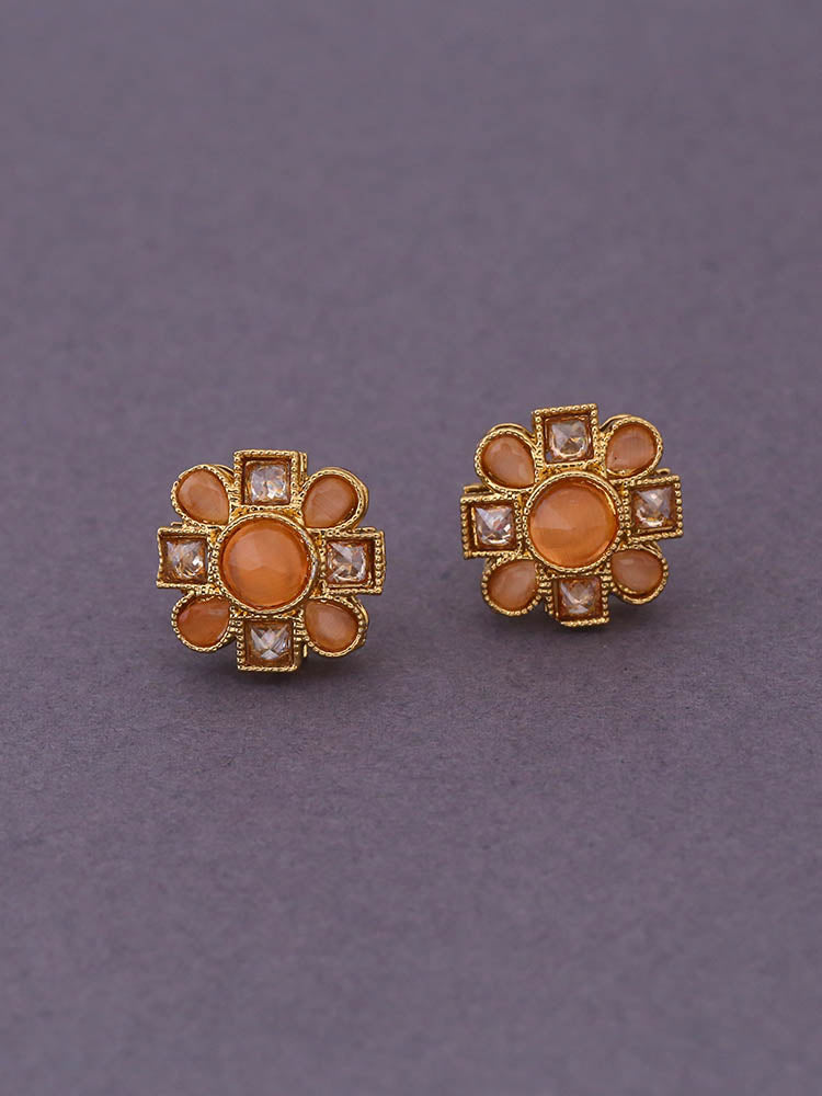 Orange Flower Studs