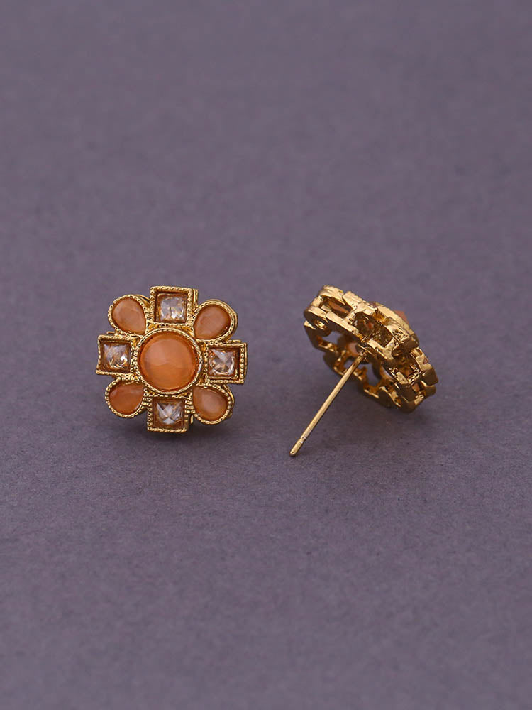 Orange Flower Studs