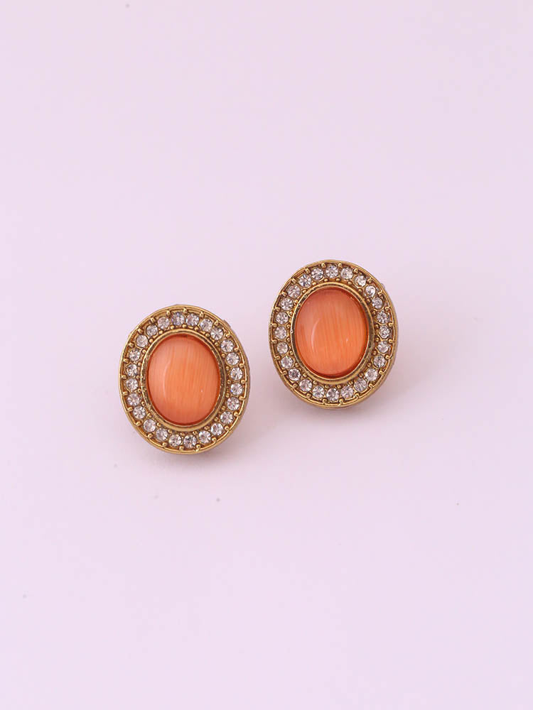 Orange Oval Studs