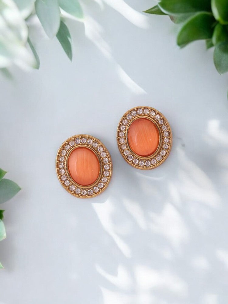 Orange Oval Studs