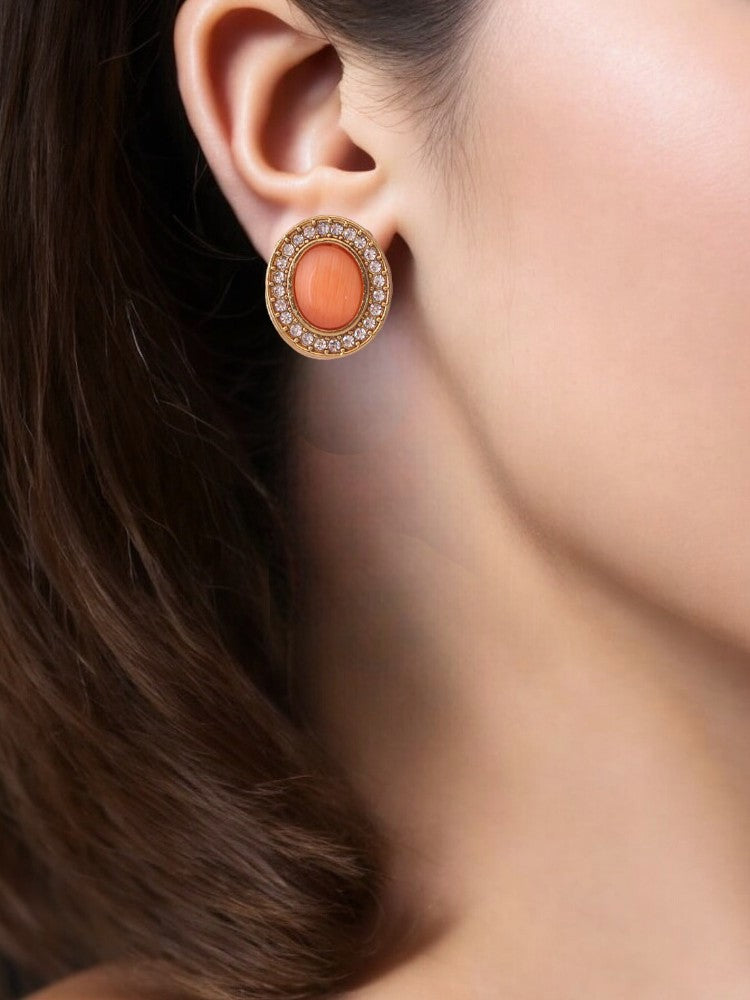 Orange Oval Studs