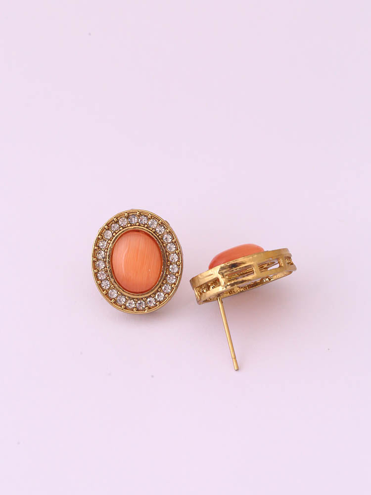 Orange Oval Studs