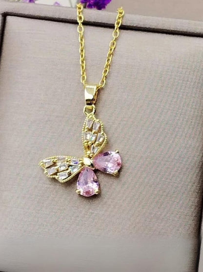 Pink Atlasmoth Butterfly Pendant